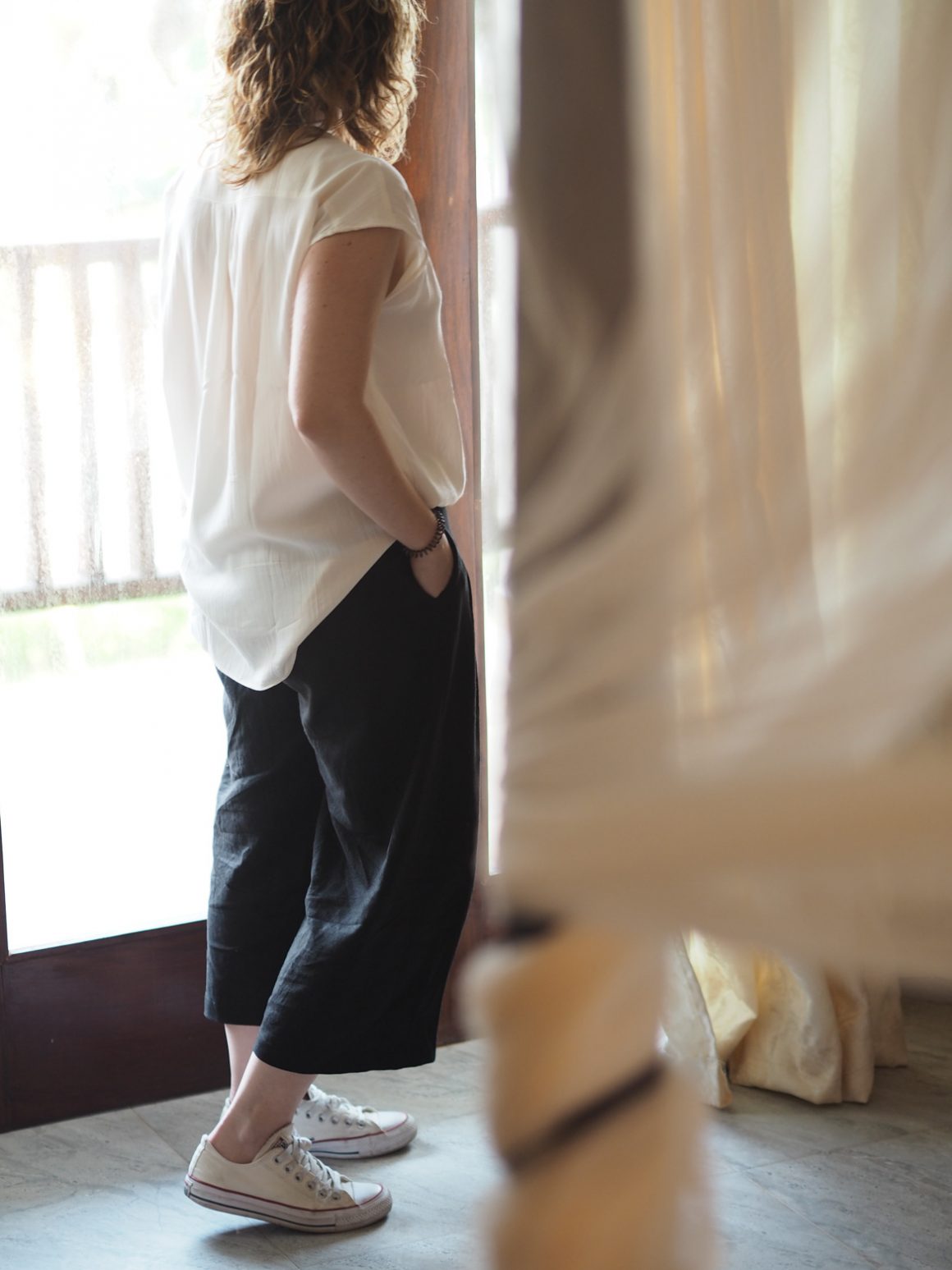 black linen trousers for work